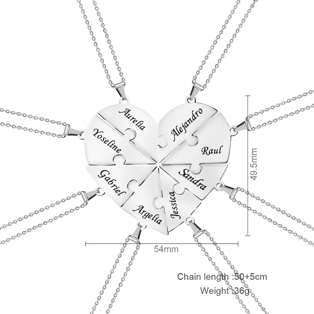 Nomes personalizados Pingente De Coração Intrigado, Colar Gravado, Enviar Via Chat