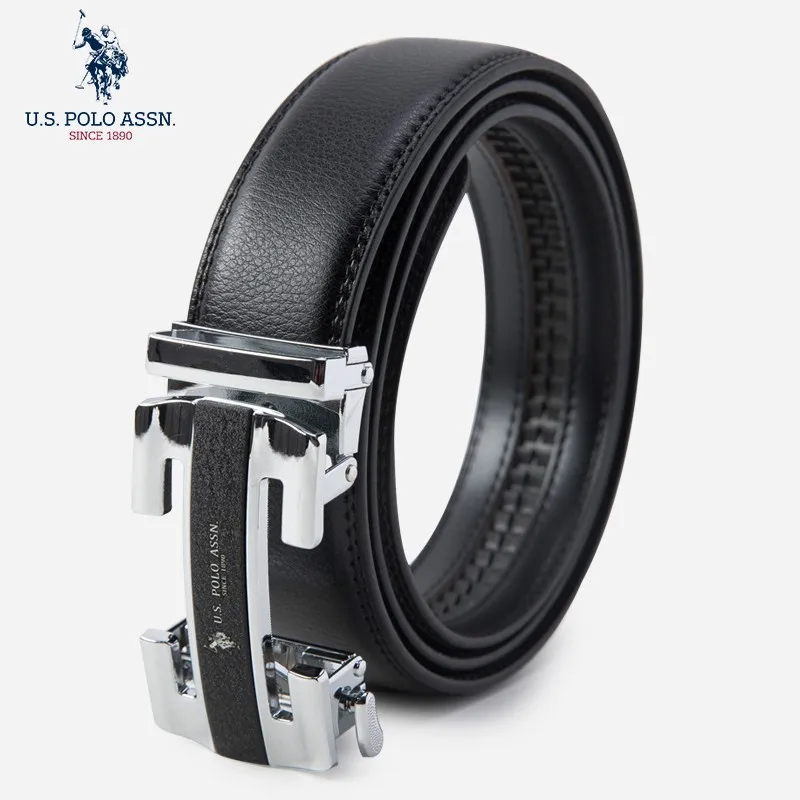 Us Polo Assn Men\'s Cowhide Belt Business Casual Formal Wear Fashion Youth Wild Tide Brand New Gold And Silver Color Belt