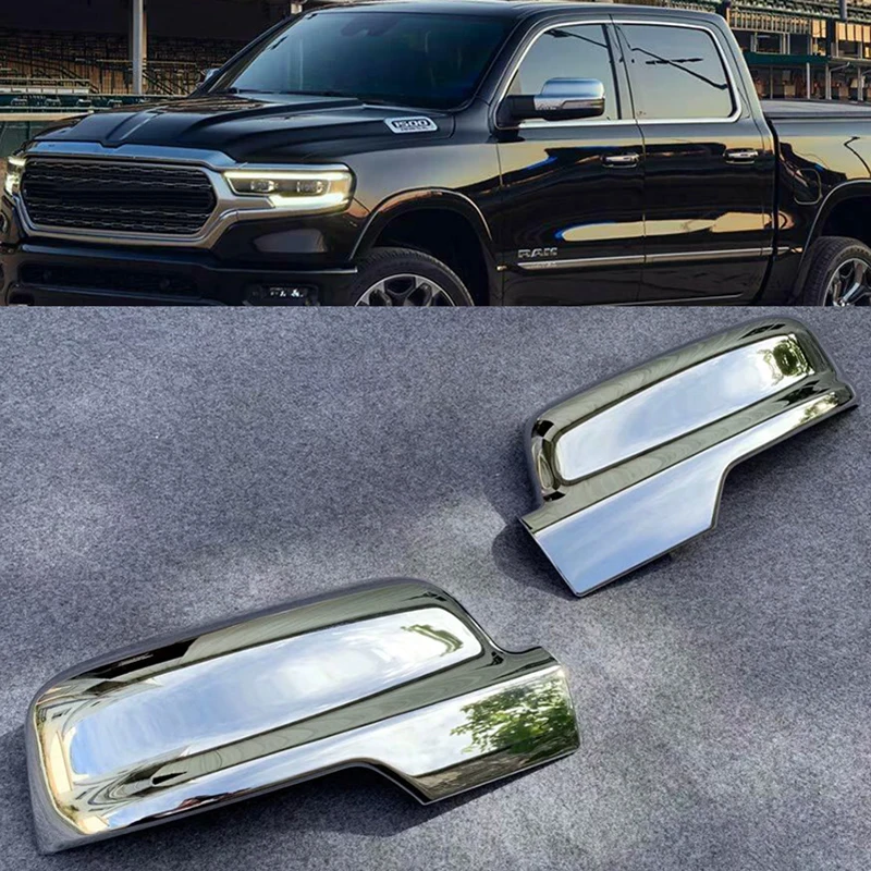 2pcs chrome Cover Auto Rearview Mirror Cap Covers with turning light style For 2019 2020 2021 Dodge Ram 1500