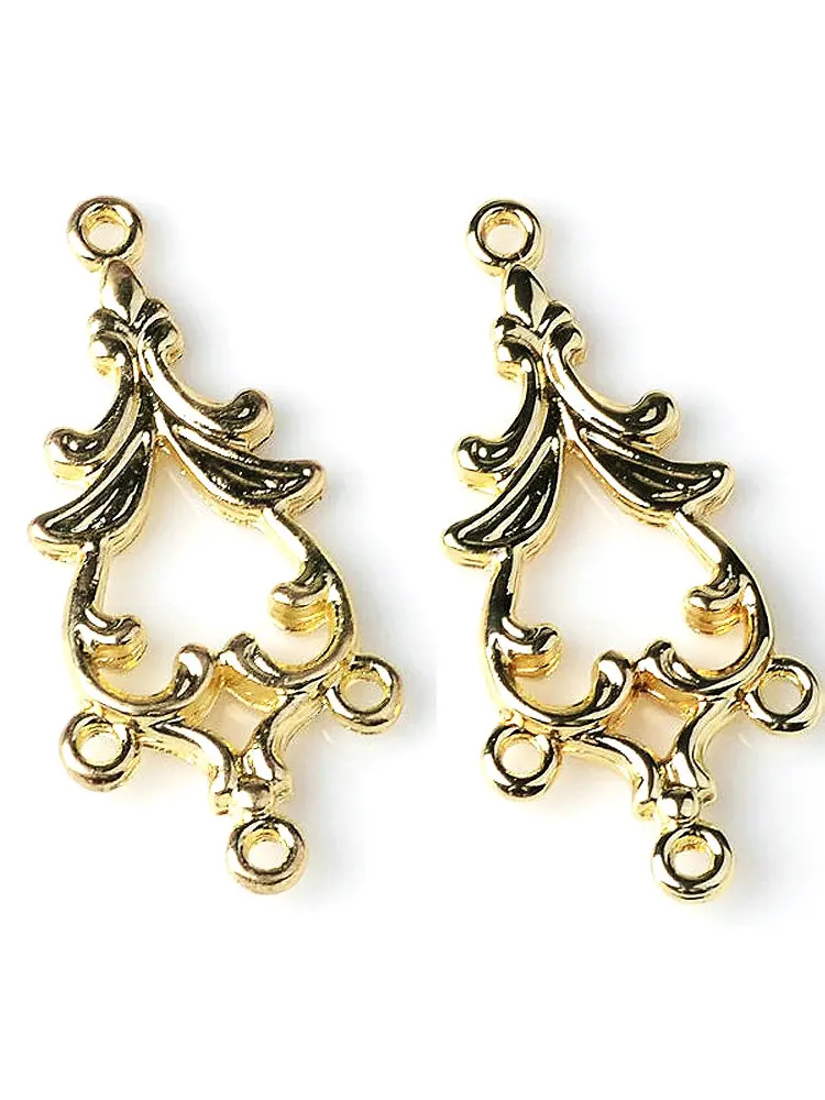 10pcs/lot New Gold Alloy Pendant Buttons Left Right Symmetrical Bridal Hair Earrings Necklaces Jewelry Accessories