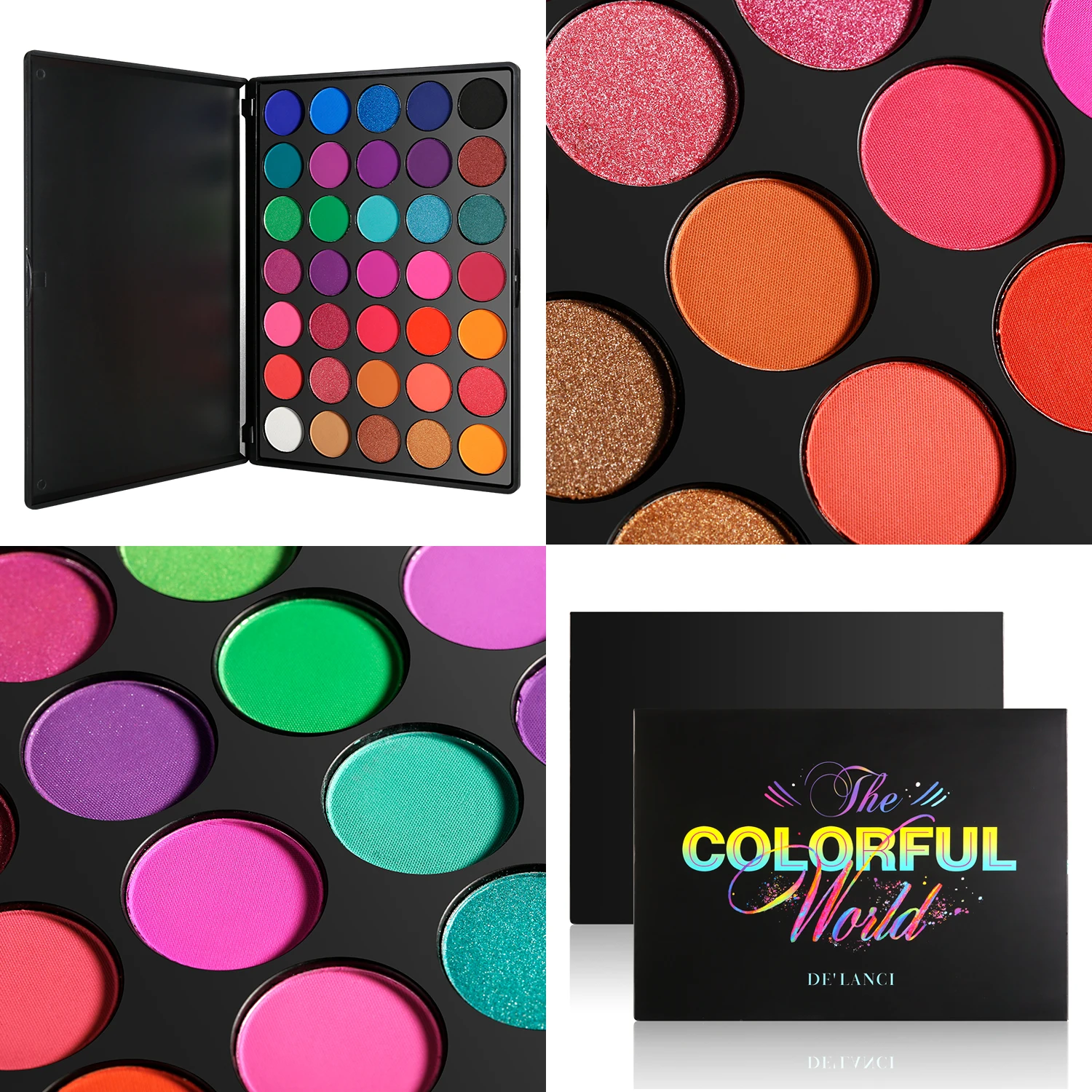 DE\'LANCI Colorful Eyeshadow Palette 35 Colors Rainbow Bright Matte Shimmer Makeup Pallete Long lasting High Pigment Silky Powder