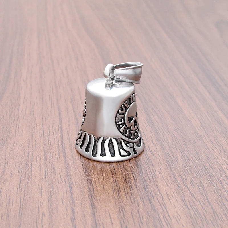 Top Live To Ride Skull Tinkle Bell Pendant Stainless Steel Motorcycle Biker New Arrival Jingle Bell Pendants