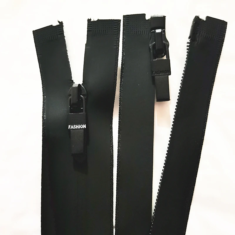 5pcs (20/70cm) 3# Open End Black Waterproof TPU Nylon Zipper, Used For Handicrafts, Sewing Bags, Accessories