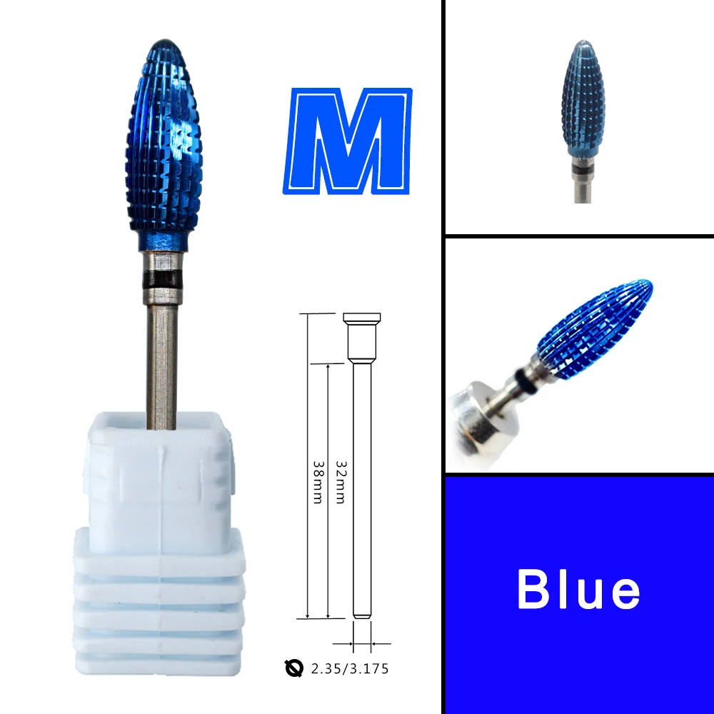 RolinStar Blue steel 38mm Long Shank Carbide coating cuticle clean nail drill bits - Image 3