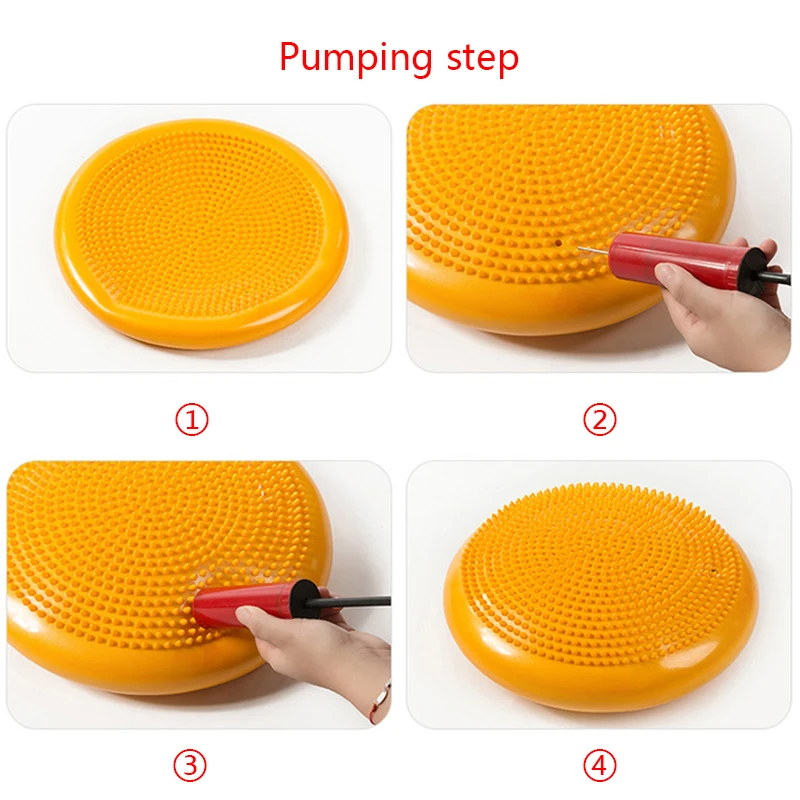 33x33cm Inflatable Yoga Massage Ball with Air Pump Stability Wobble Cushion Yoga Balance Disc Exercise Ball Pilates Workout