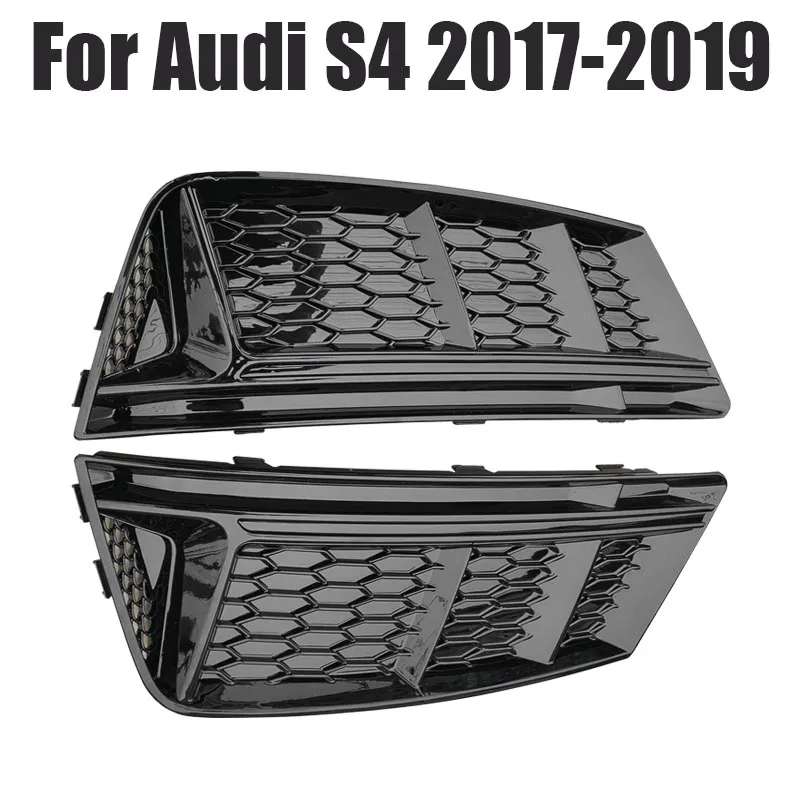 For Audi A4 S4 B9 2017 17 2018 18 2019 19 Front Fog Light Lamp Grille Bumper Cover Grilles Black Silver