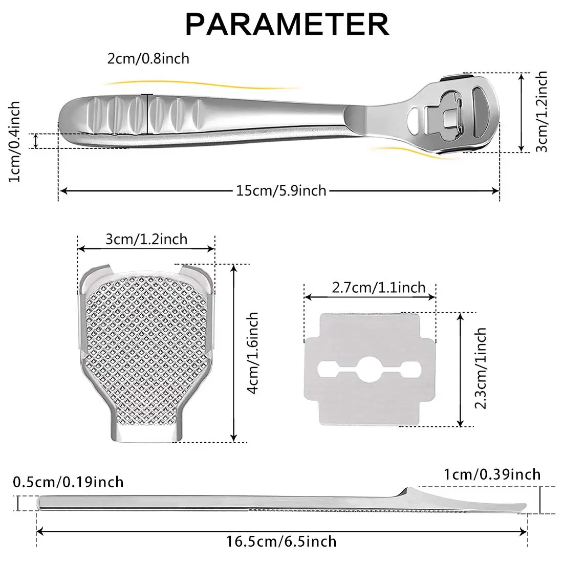 Foot Callus Shaver Heel Hard Skin Remover Hand Feet Pedicure Razor Tool Shavers Stainless Steel Handle 10 Blades Foot Care Tools