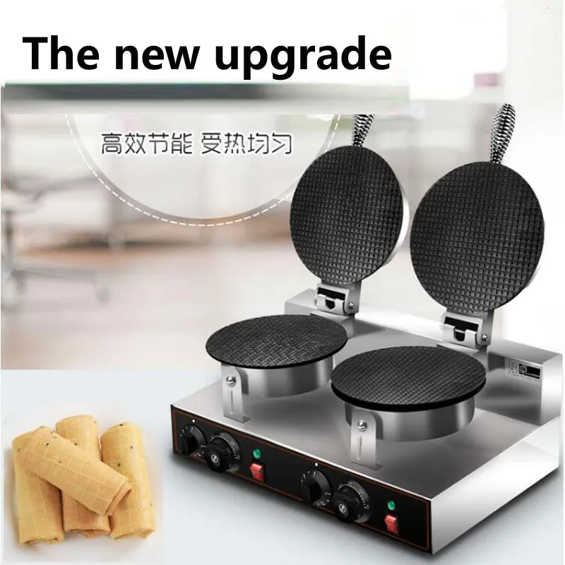 220V Electric Ice Cream Cone Making Machine Cone Baking Pan Machine Crepe Crispy Egg Roll Machine Waffle Pan