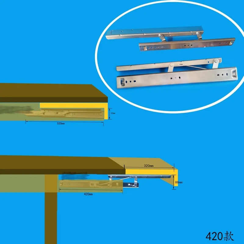 Imagem -03 - Mesa de Slide Trilho de Elevação Telescópico Dobrável Mesa de Jantar Suporte Ferroviário Economizar Espaço Fácil de Instalar Móveis Hardware