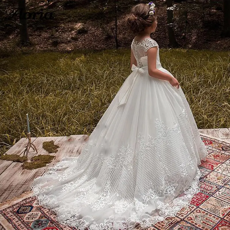 Vestidos de encaje de flores para niñas, Vestidos de fiesta de bodas, vestido de princesa para niñas, Vestidos de primera comunión para niñas, 2020