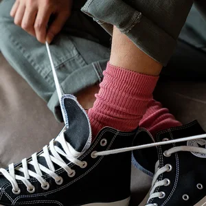 Chaozhu Herren -Baumwollrippen Meias, feine Socken, Spielfilme, Stretch, tägliche lässige, einfache Marke, japanische Doppelnadeln 6 Hauptverkäufe halb Canelado - №3