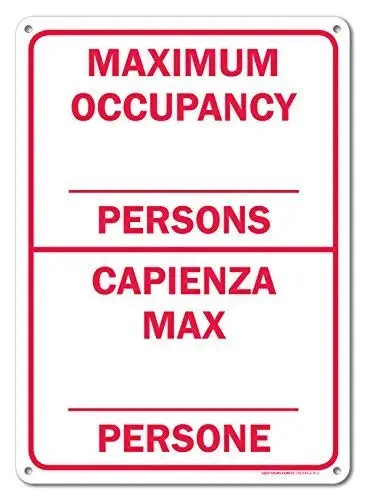 Wall Art Sign 12x16 Maximum Occupancy Persons Sign Maximum Capacity Sign Tin Sign Decor