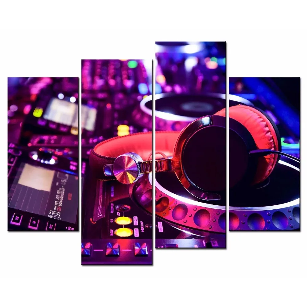 

No Framed 4 Pcs Colorful Headphones Forms Music Wall Art Canvas Posters Pictures Paintings Home Decor for Living Room Decoration