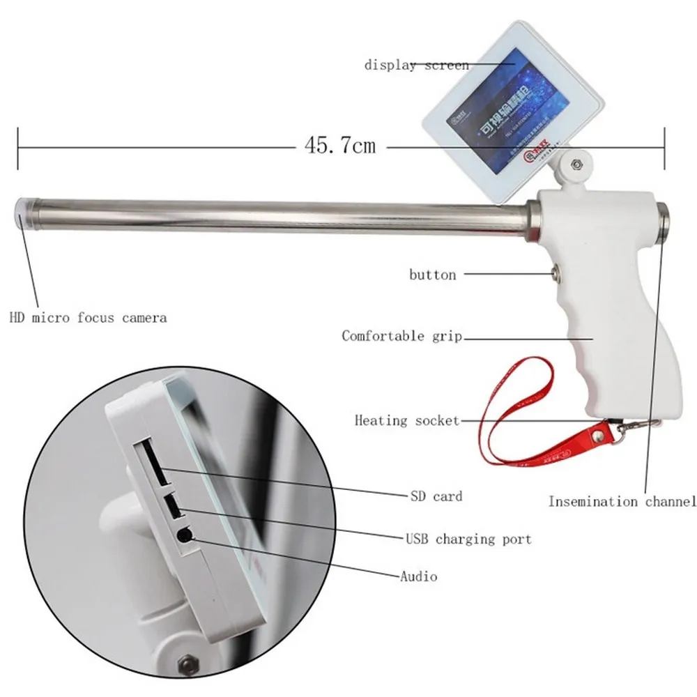 Portable Artificial Insemination Tool for Milk Cow Visual Endoscope Sperm Gun Tools Veterinary Breeding Kit Horse Cattle Farm