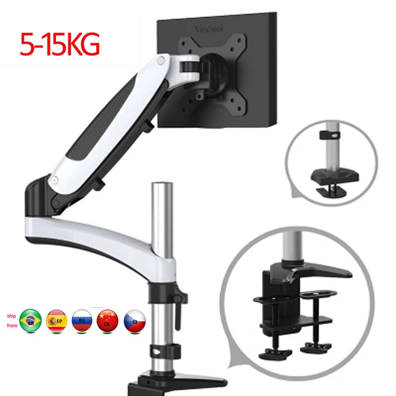 DL-GST112 Desktop17-27" grommet clamp base LCD LED Monitor Holder Arm Gas Spring Full Motion TV Mount Loading 5-16Kgs