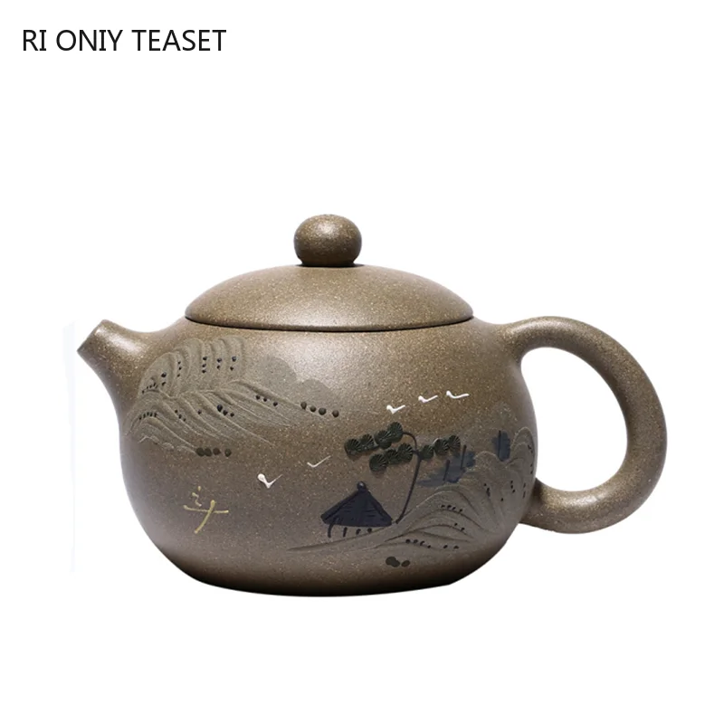 260ml Chinese Yixing Purple Clay Teapots Handmade Raw Ore Xishi Tea Pot Household Zisha Filter Kettle Tea Ceremony Supplies