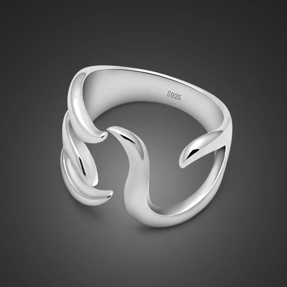 

Minimalist Fashion 925 Sterling Silver Pteris Ring for Women Handmade Adjustable Size Simple Party Jewelry Gift