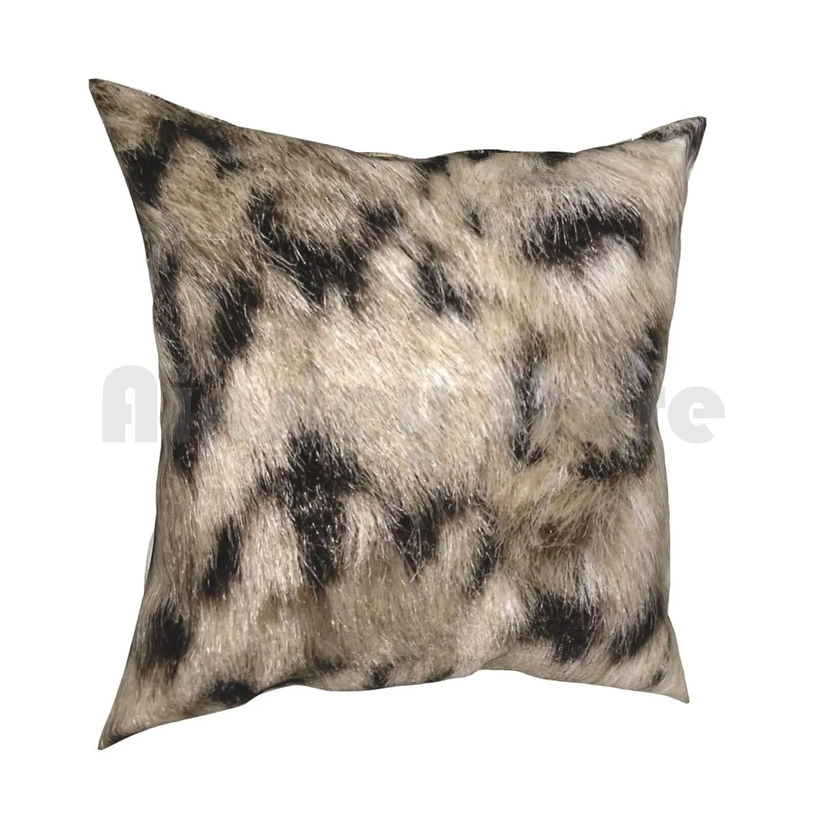 Snow Leopard Faux Fur Pillow Case Printed Home Soft Throw Pillow Snow Leopard Faux Fur Animal Plush Tablet Skins