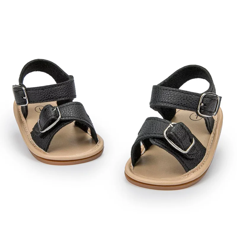 KIDSUN 2021 Newborn Baby Sandals Shoes Infant Girl Boy Summer Outdoor Rubber Learther Anti-slip Flat Soft Toddler First Walkers