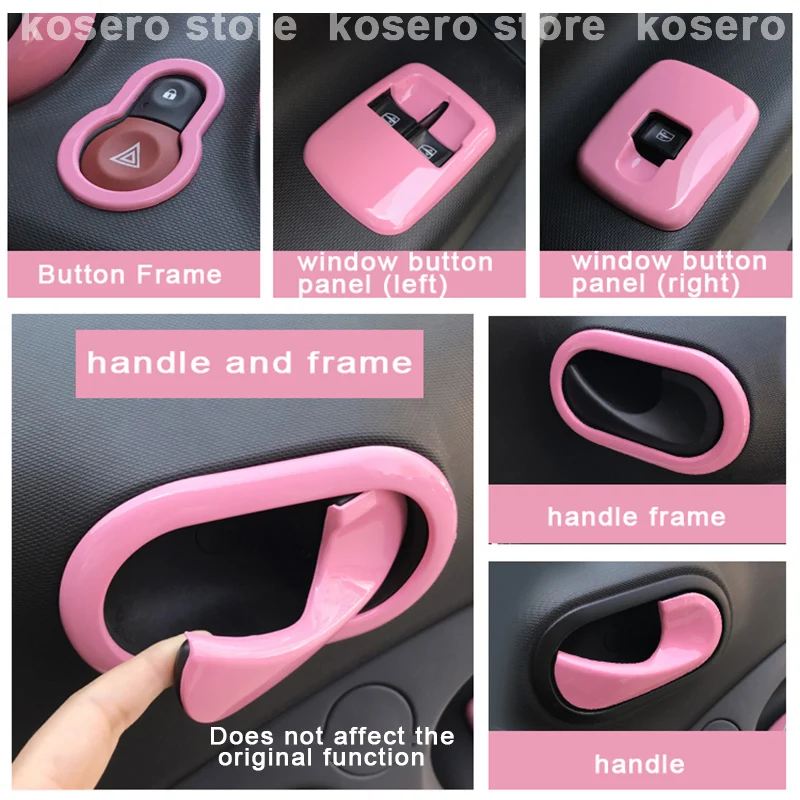 Pink Decorative Shell ABS Full Set Stickers Interior Cover For Smart 453 Fortwo Forfour Decorative Accessories stylish modify