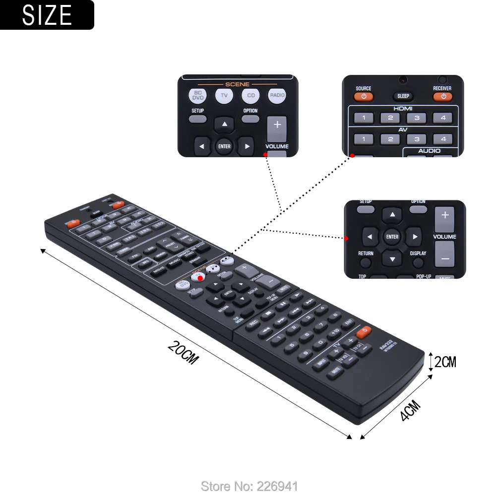 รีโมทคอนโทรลเหมาะสำหรับ Yamaha RX-V667 RX-V2065 RAV332 RX-V767BL RX-V665BL AV A V