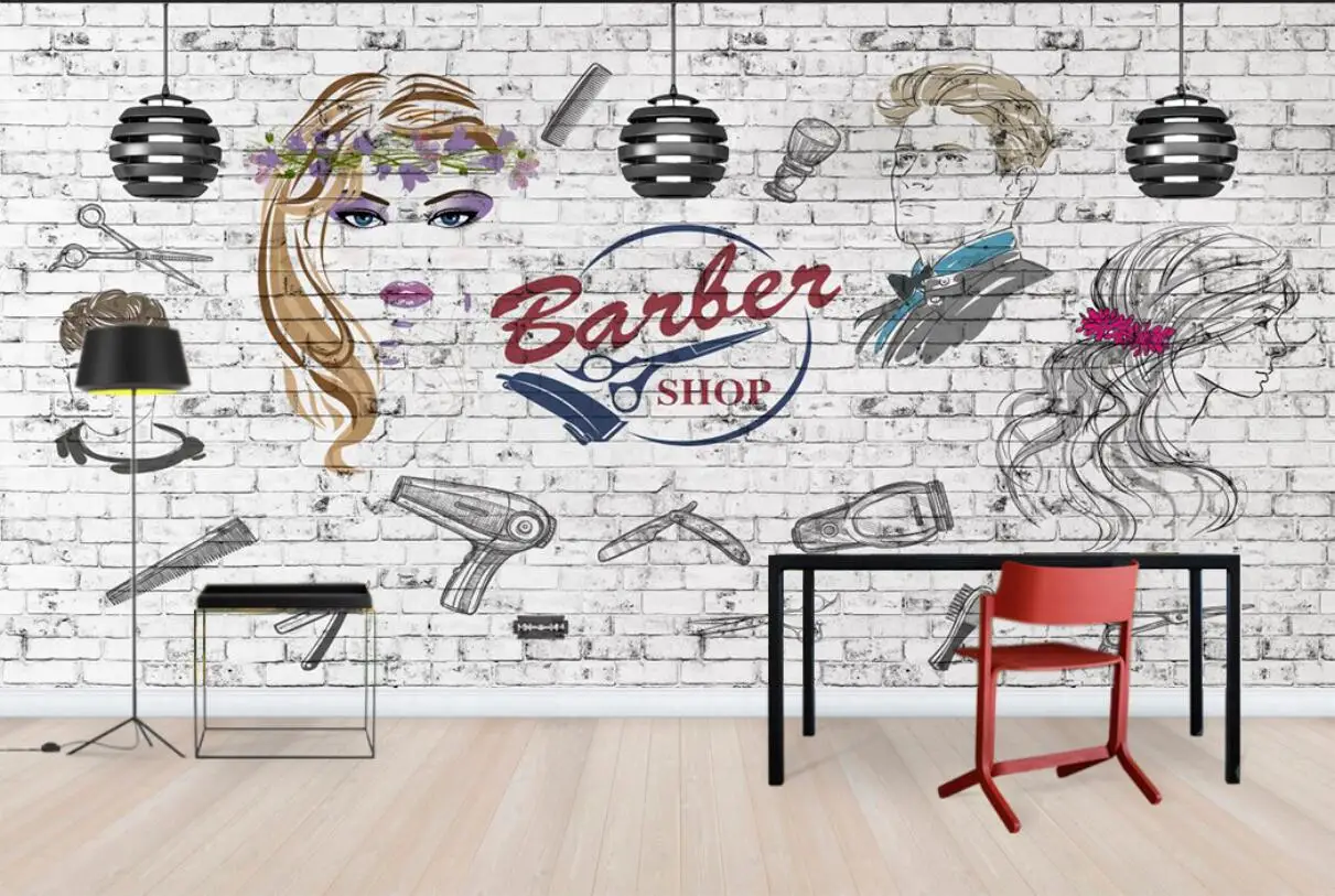 

Beibehang Custom personality wallpaper beauty salon salon hair salon background wall barber shop papel de parede 3d wallpaper