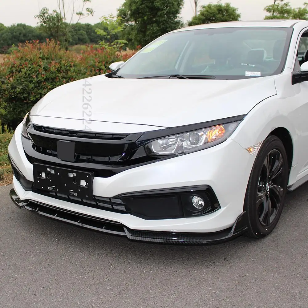 Honda Civic 10 세대 세단용 전면 범퍼 립 친, 고품질 프로텍터 바디 키트, 튜닝 트림 스타일링, 2019 2020 2021 2019 +