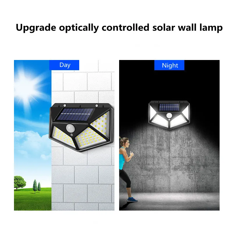 1/2/4PCS 100 LED Solar Light Outdoor Solar Wall Lamp PIR Motion Sensor Lamp Waterproof Solar Light For Garden Decoration Street