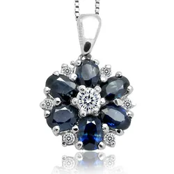 Classic 925 Silver Sapphire Necklace Pendant for Daily Wear 3mm*4mm Natural Sapphire Pendant Birthday Gift for Wife