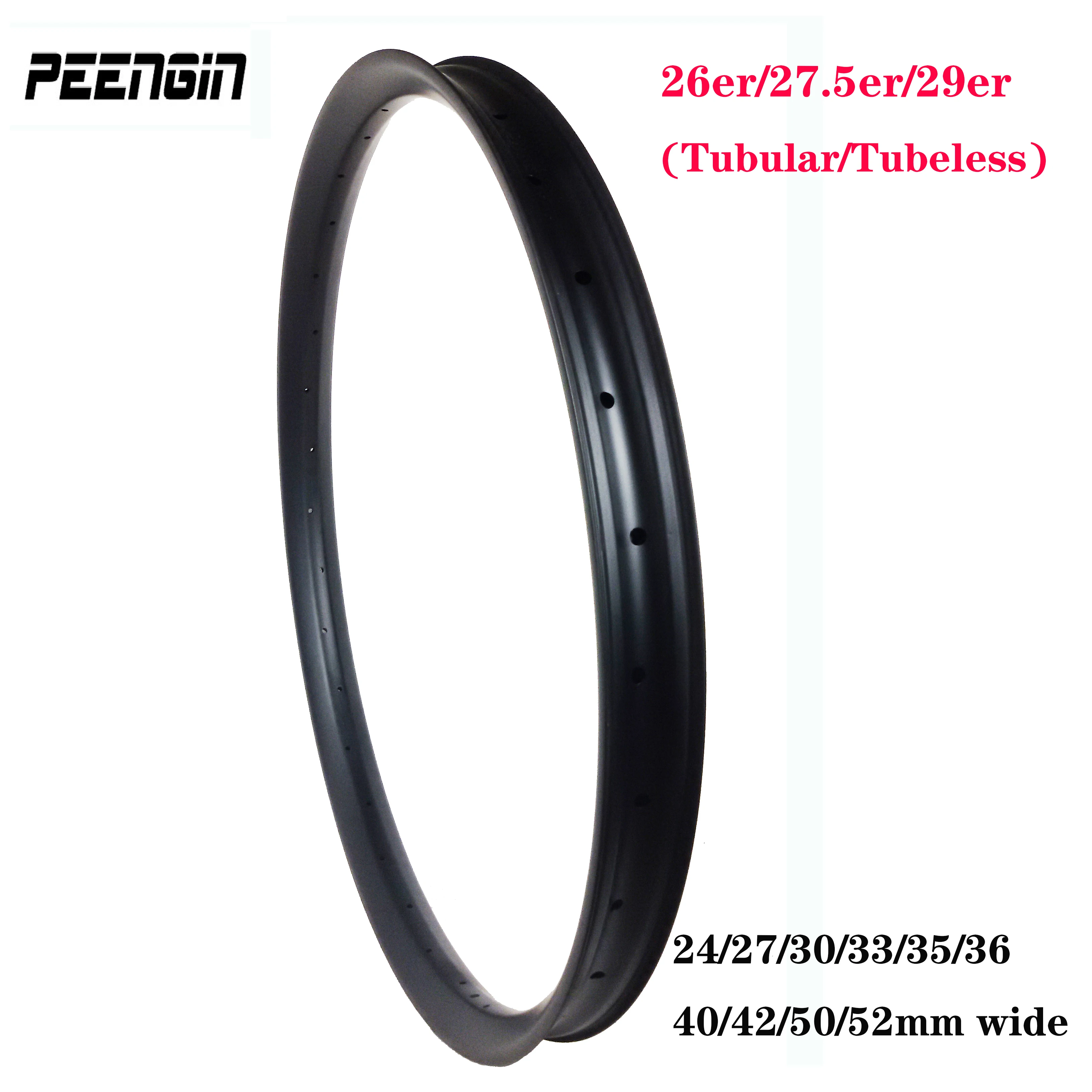 Full Size Mtb Carbon Rim 26Er/27.5 Inch/29 Plus Bicycle Tubular/Clincher Tubeless Mountain Bike Wheel 24~52Wide 23~34 Deep XC/DH 