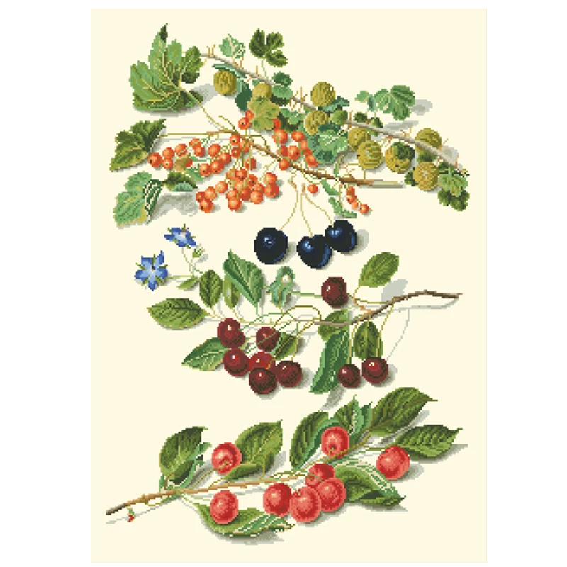 Berries cross stitch kit flower fruit aida cloth 18ct 14ct 11ct light yellow canvas cotton thread embroidery kits DIY