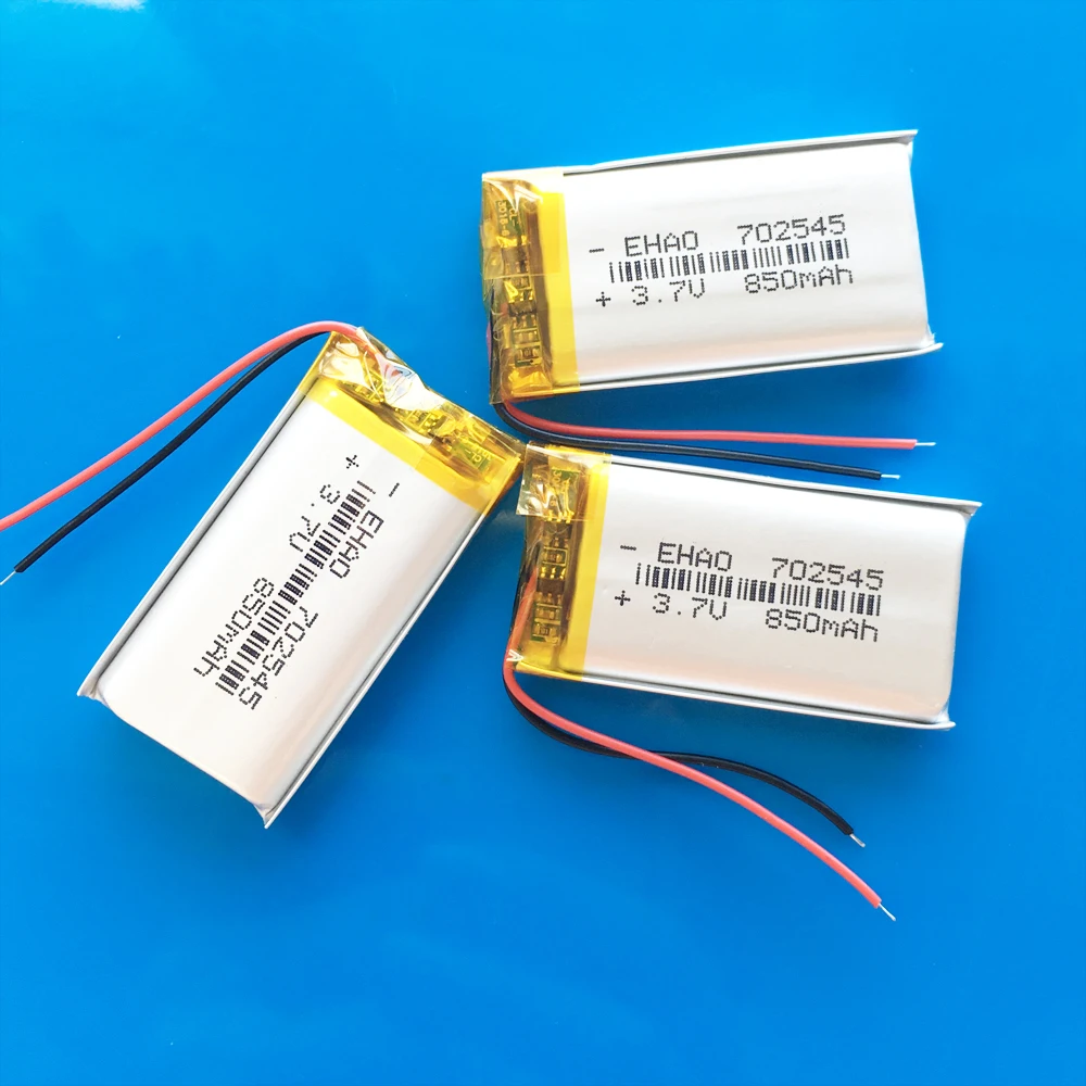 Model 702545 3.7V 850mAh Lipo polimerowy akumulator litowy do rejestratora Bluetooth ebooka kamera LED Light zegarek