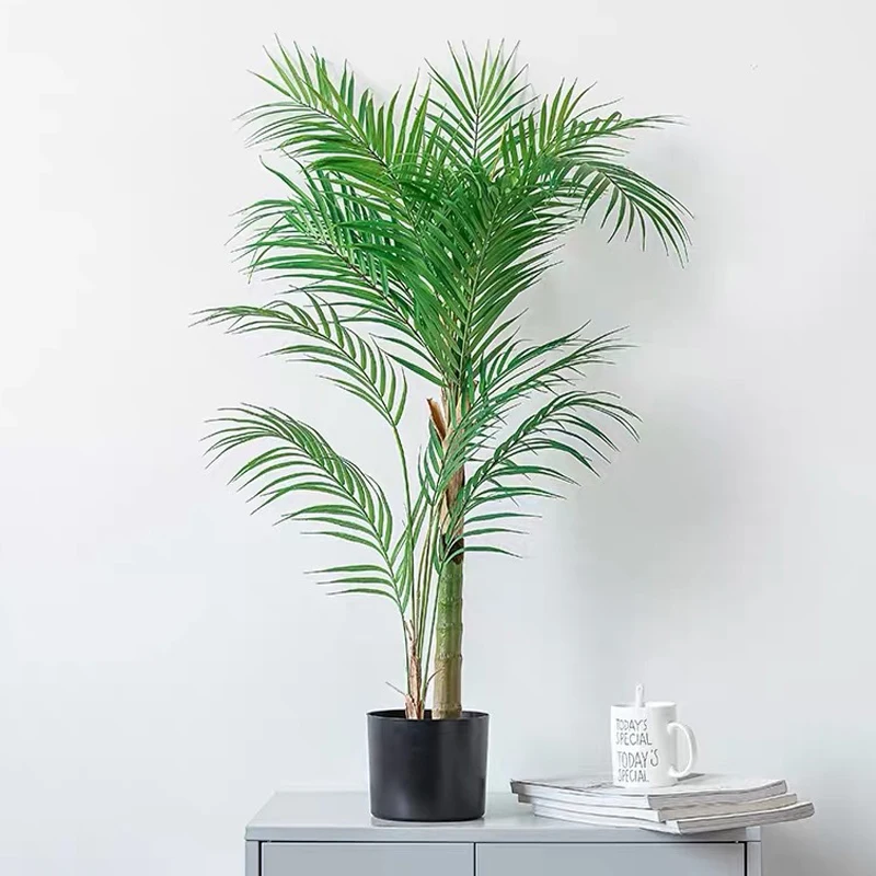 

125cm 2pcs Large Artificial Plants Tropical Palm Tree Plastic Plant Leaves Fake Palm Potted Cocos Branch for Home Shop Decor