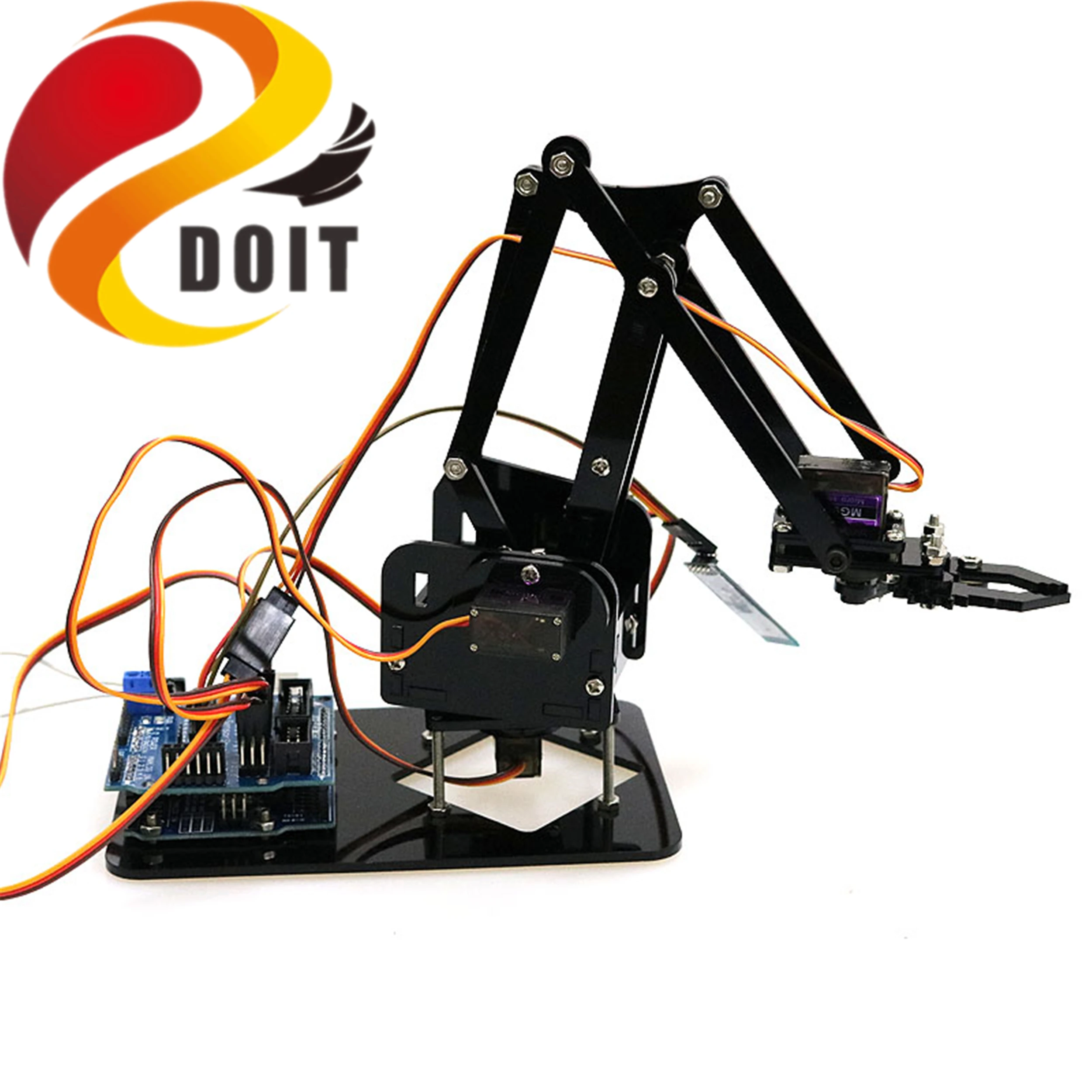 SZDOIT 조립되지 않은 와이파이 제어 4축 로봇 암 그리퍼 포함 조립되지 않은 4DOF RC 로봇 프레임 MG90 서보 DIY 아두이노 학습용