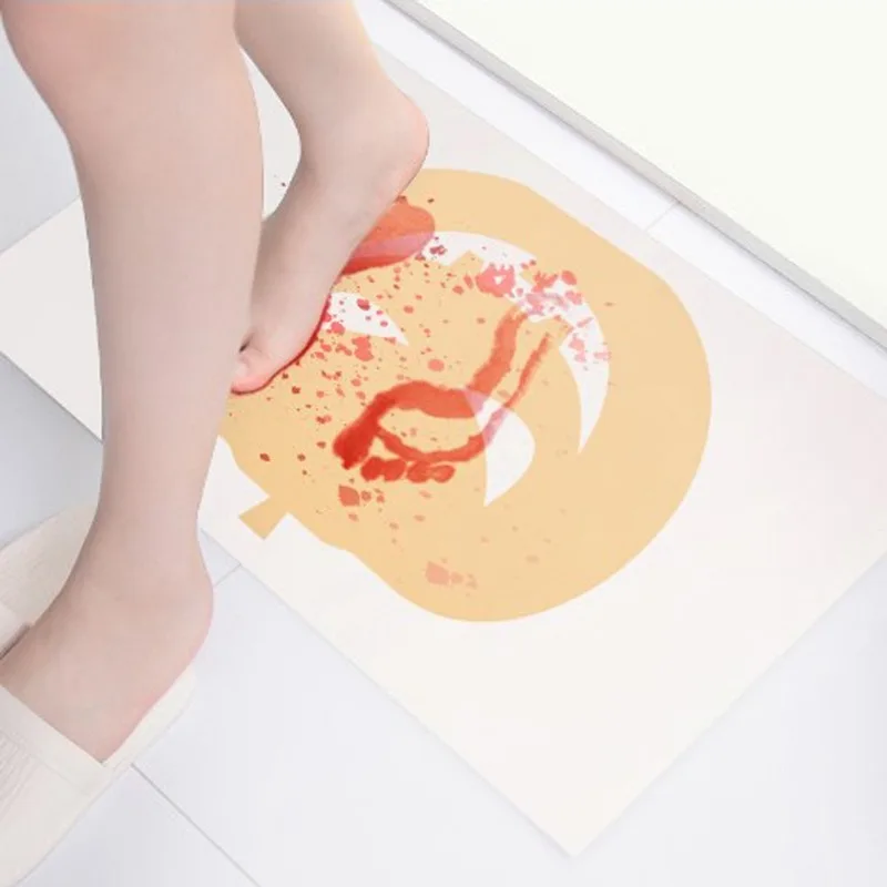 Bathroom Mat Absorption Non-Slip Halloween Mischief Foot Pads That Turn Red When Exposed To Water Toilet Decor Halloween Gift