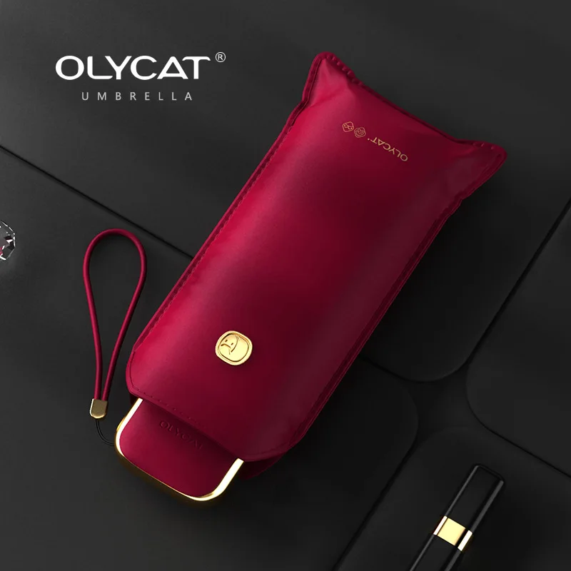 

Olycat Flat Cute Mini Umbrella Five Folding UV Luxury Umbrella Rain Women Portable Summer Outdoor Pocket Sun Umbrella Girls Gift