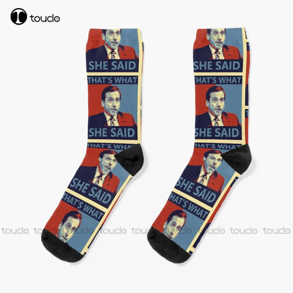 

That'S What She Said - Michael Scott Socks Pink Football Socks Personalized Custom Unisex Adult Teen Youth Socks Fashion New