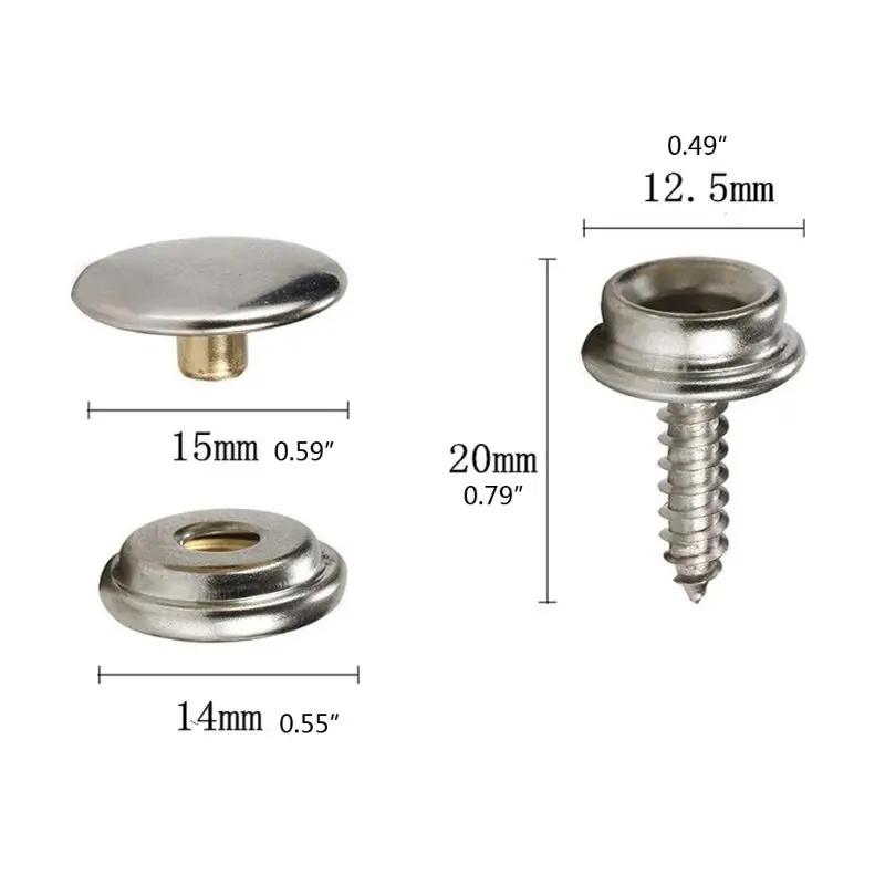  Stainless Steel Tapping Snap Fastener Kit Tent Marine Yacht Boat Canvas Cover Tools Sockets Buttons Car Canopy Accessories