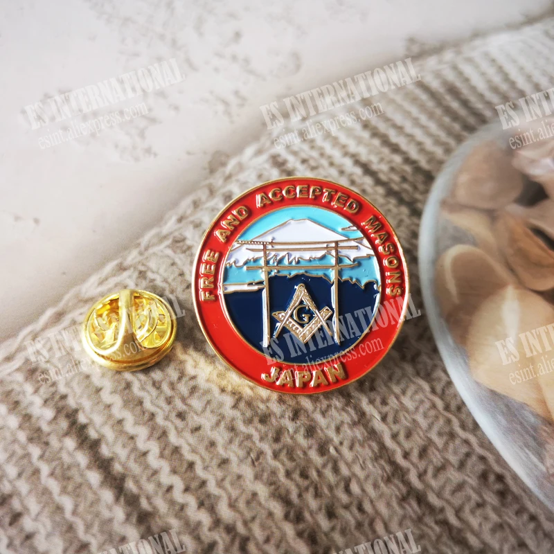 Masonic Lapel Pins Badge FREE AND ACCEPTED MASONS Freemason BLM66 Japan Country Fujiyama 2.5cm  Exquisite Present Accessory
