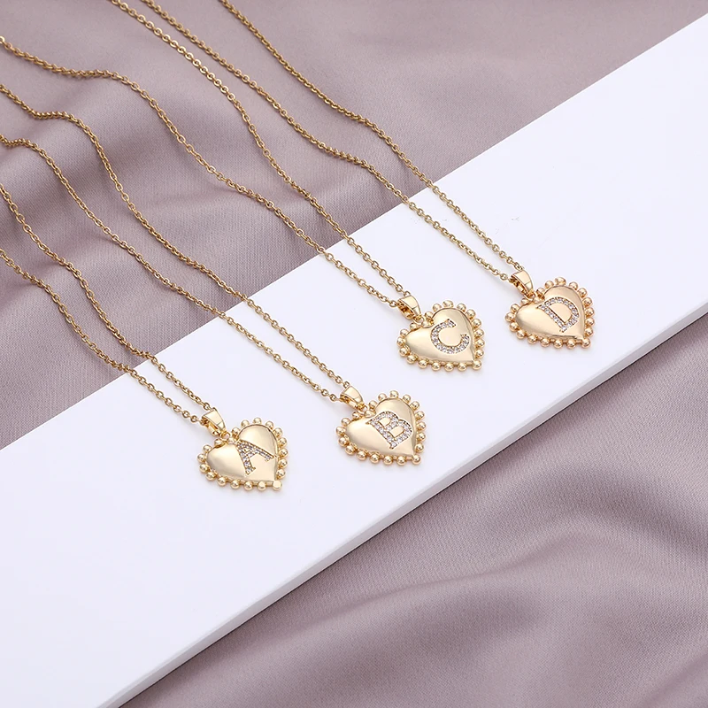 Fashion A To Z 26 Letter Necklace Heart Zircon Pendant  gold necklace women Necklace Bijoux Femme 2021 Best Friends Gifts