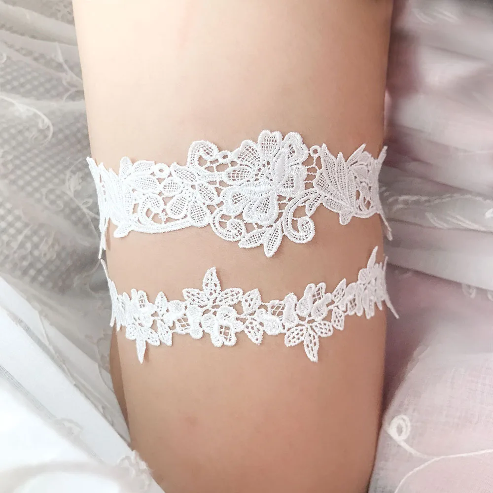 Ensemble de jarretelles blanches pour femmes et femmes, ceinture de jarretelles de fête, anneau de cuisse de mariée, boucle d'anneau de jambe de mariage, patients, K02