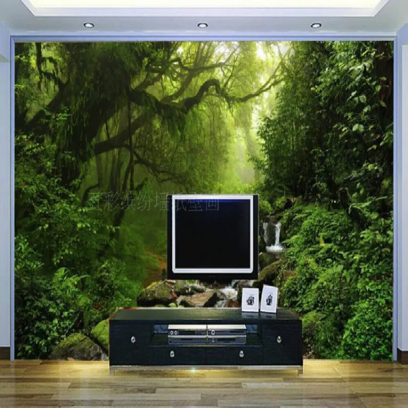 Custom 3D Photo Wallpaper Natural Sunlight Green Forest Landscape Wall Paper for Walls 3D Living Room Bedroom Background Murals