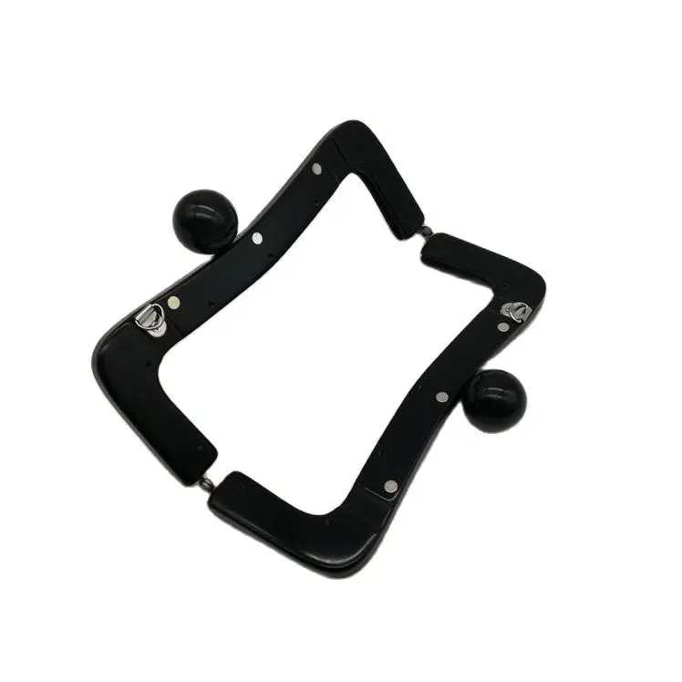Manufacturers Supply 20x7.5CM Big Ball Clasp Black Acrylic Evening Bag Handle Handbag Accessories Plastic Purse Frame Obag Parts