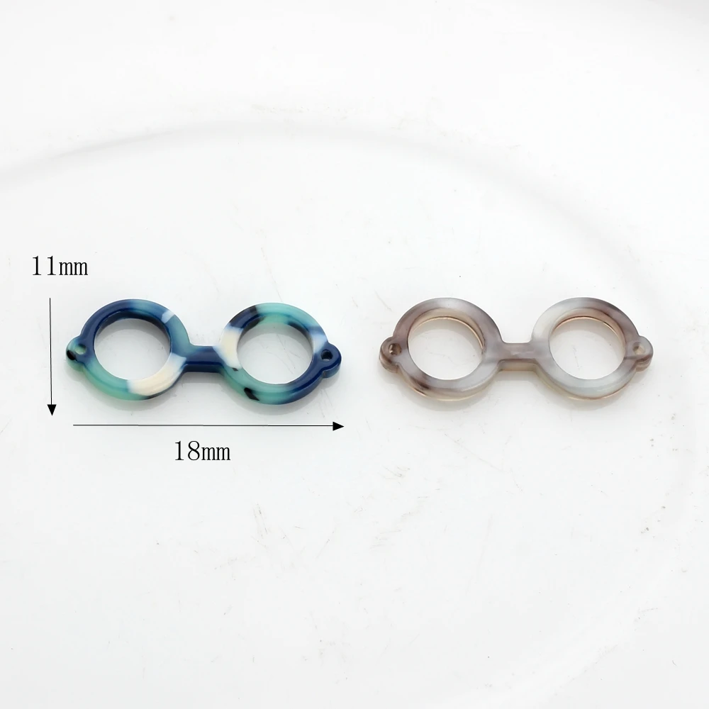 Tortoiseshell Acetic Acid Resin Charms Glasses Round Glass Charms Connector 11*29mm 10pcs/lot For DIY Jewelry Making Accessories