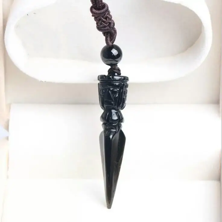 Natural obsidian diamond pestle pendant for men and women crystal tools buddhist magic pestle birthday gift valentine's day