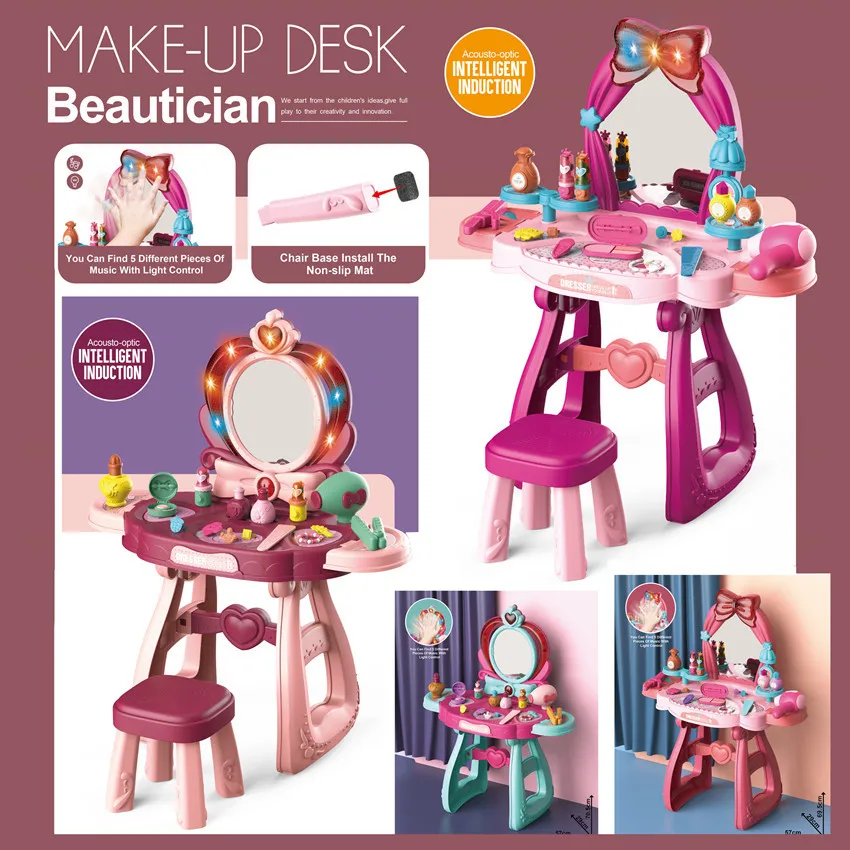 Princess 3+ Years Birthday 30PCS 36PCS Baby Girl Gift Simulate Dressing Table Toys Make up Beauty SET  Pretend Play Music