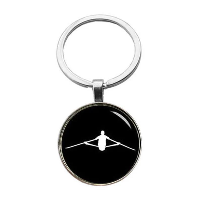 Exquisite Popular Sports Style Jewelry Key Chain Boat Rowing Team Oar Art Pendant Key Ring Jewelry Father Birthday Gift