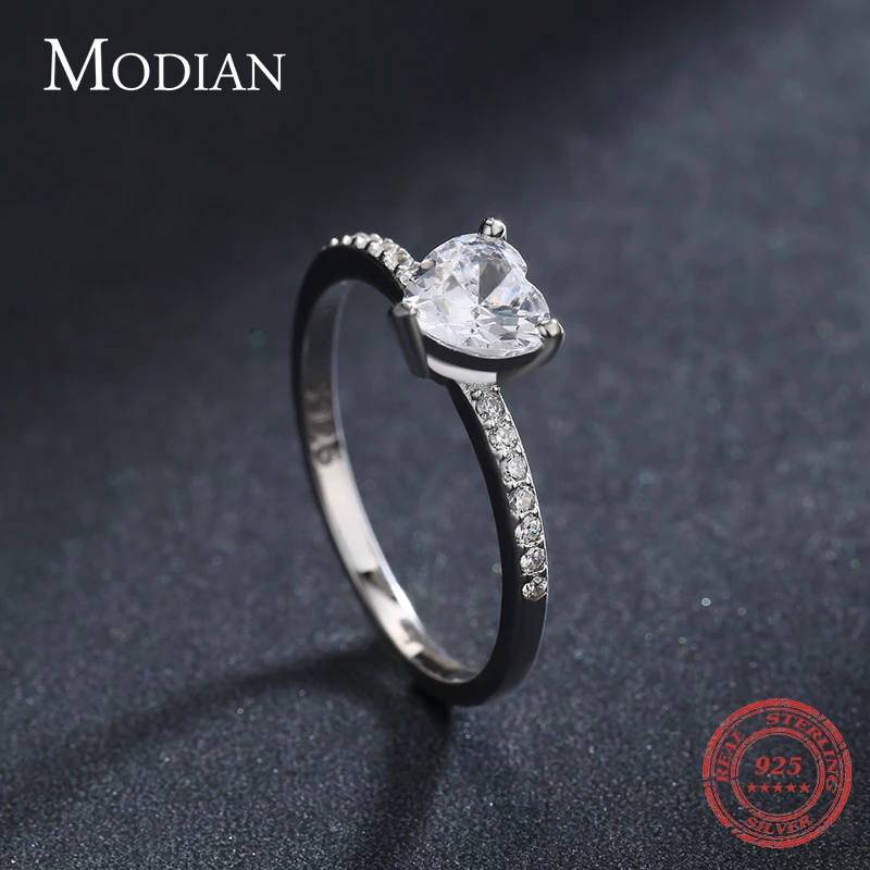 Women's Sparkling 925 Sterling Silver Heart CZ Ring