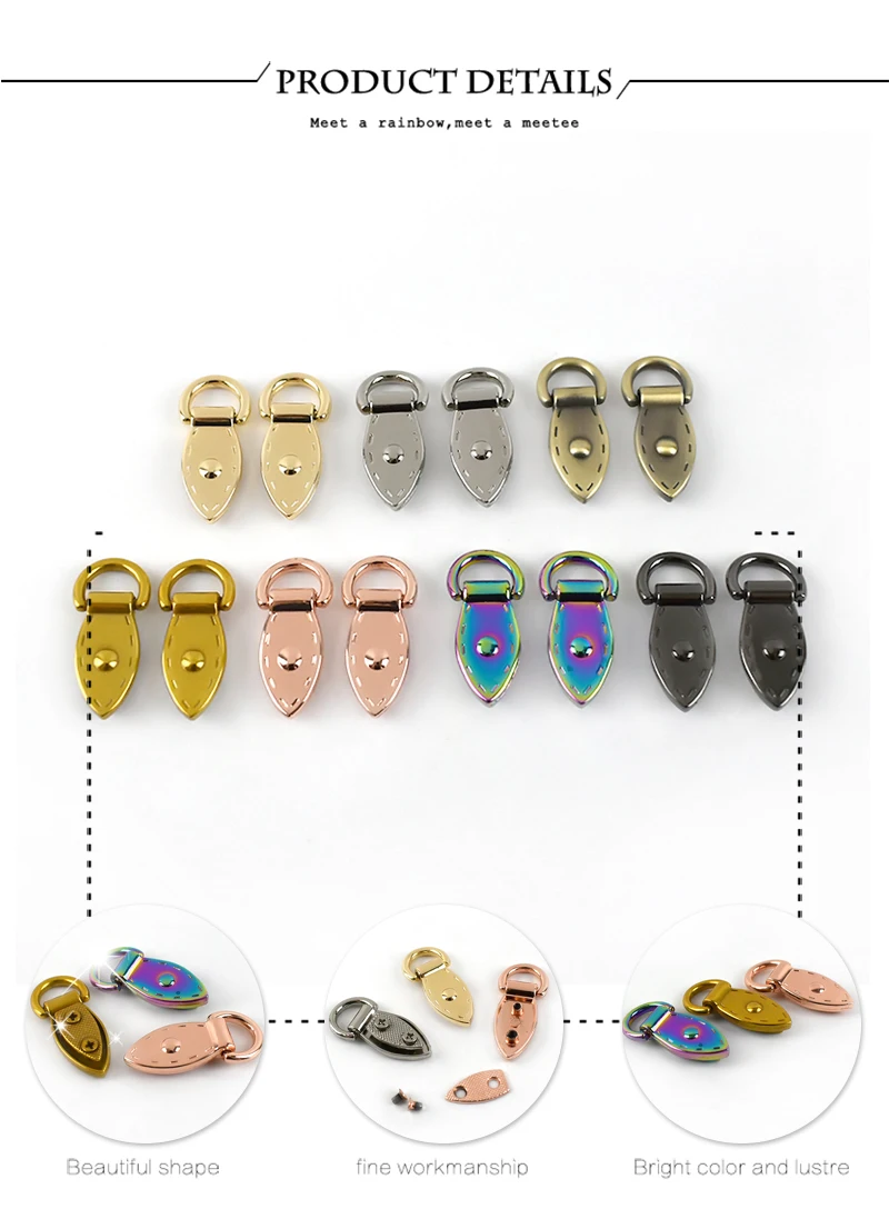 4/10Pcs Metal Side Clip Buckle Bag Chain Connector Hanger Hook Leaf D Ring Keyring Clasp Handbag Strap Decor Craft Accessories