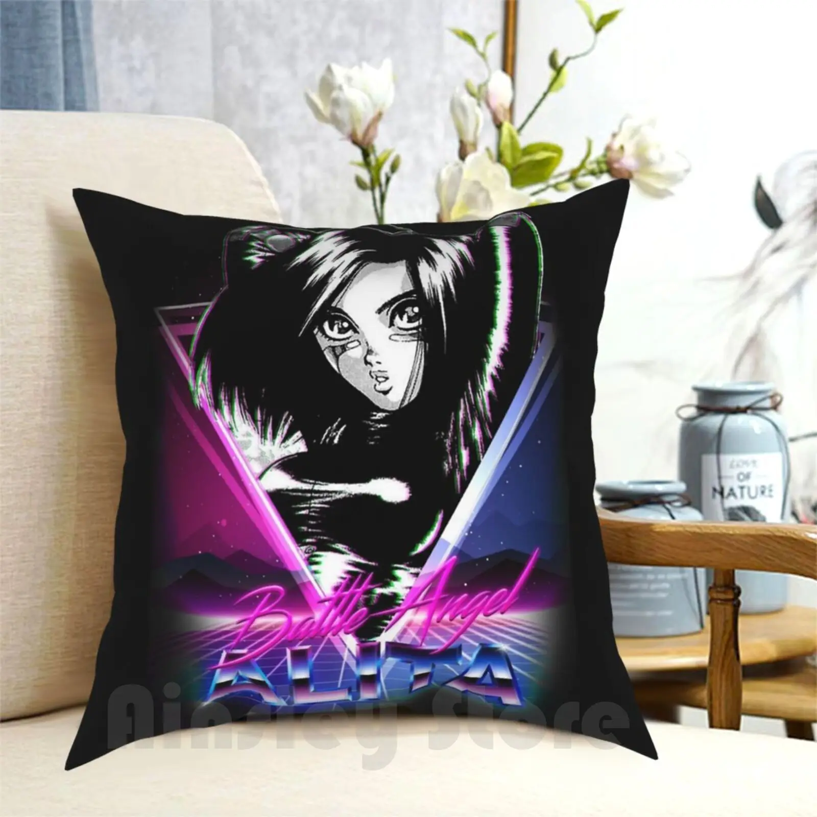 Nineties Battle Angel Pillow Case Printed Home Soft DIY Pillow cover Manga Comic Movie 90S Nineties Classic Cyborg Alita